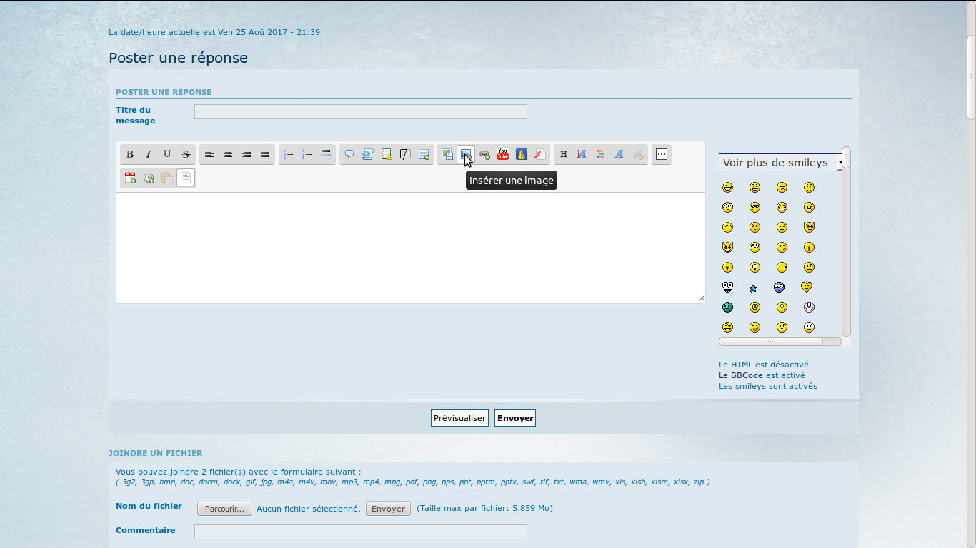 Comment insérer des images dans les messages IIF02