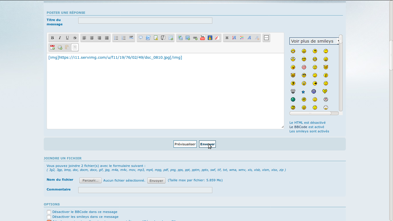 Comment insérer des images dans les messages IIF09